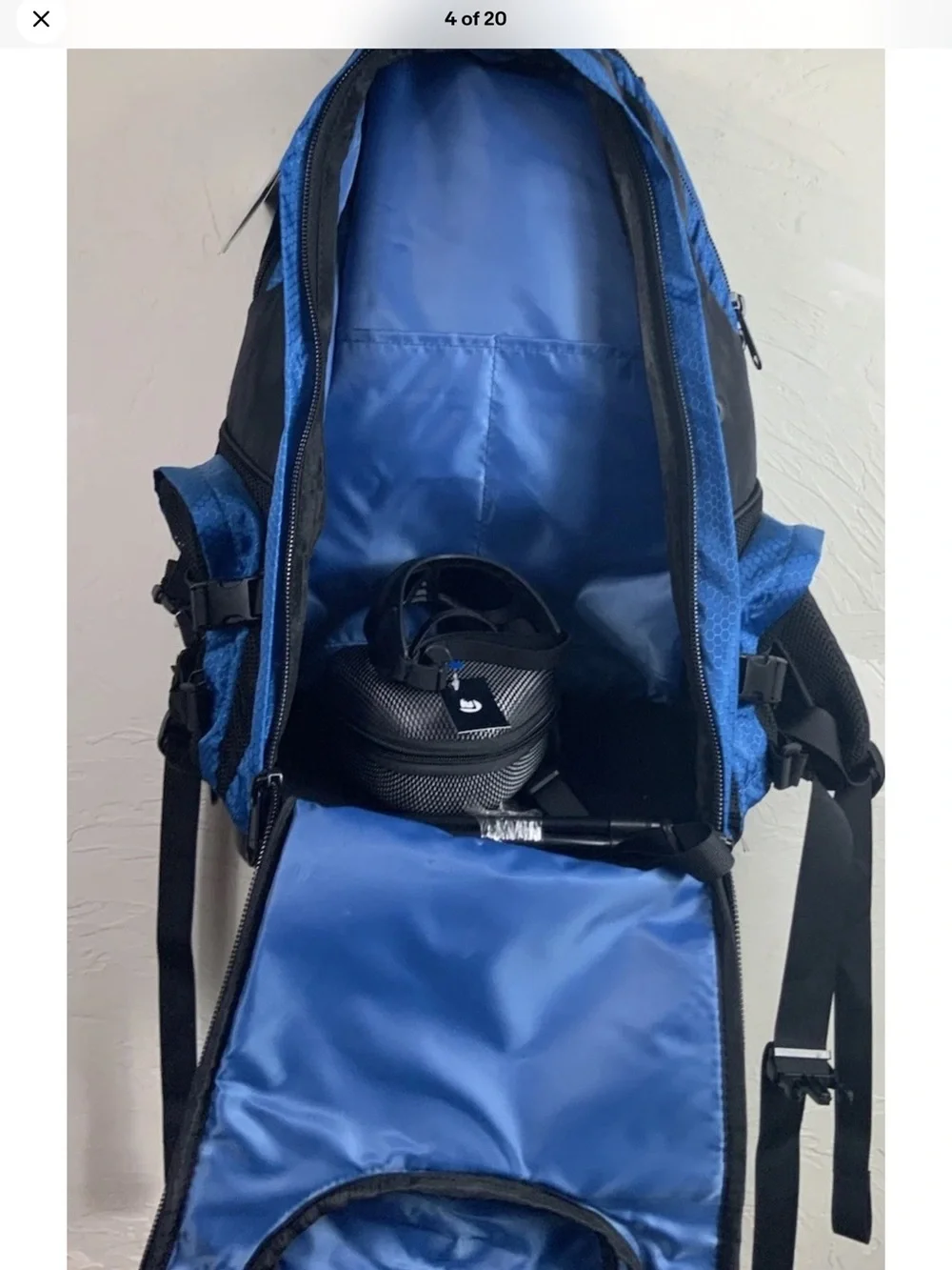 RoccoPet Pet Carrier Backpack Blue Black Hiking Travel Dog Cat Bag NWT Goggles⁠